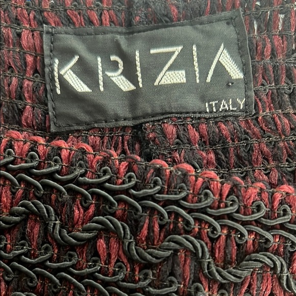 Krizia Sz 6-8 Elastic Corde Dark Red Black Pull On Skirt Vintage Made in Italy - Picture 2 of 5